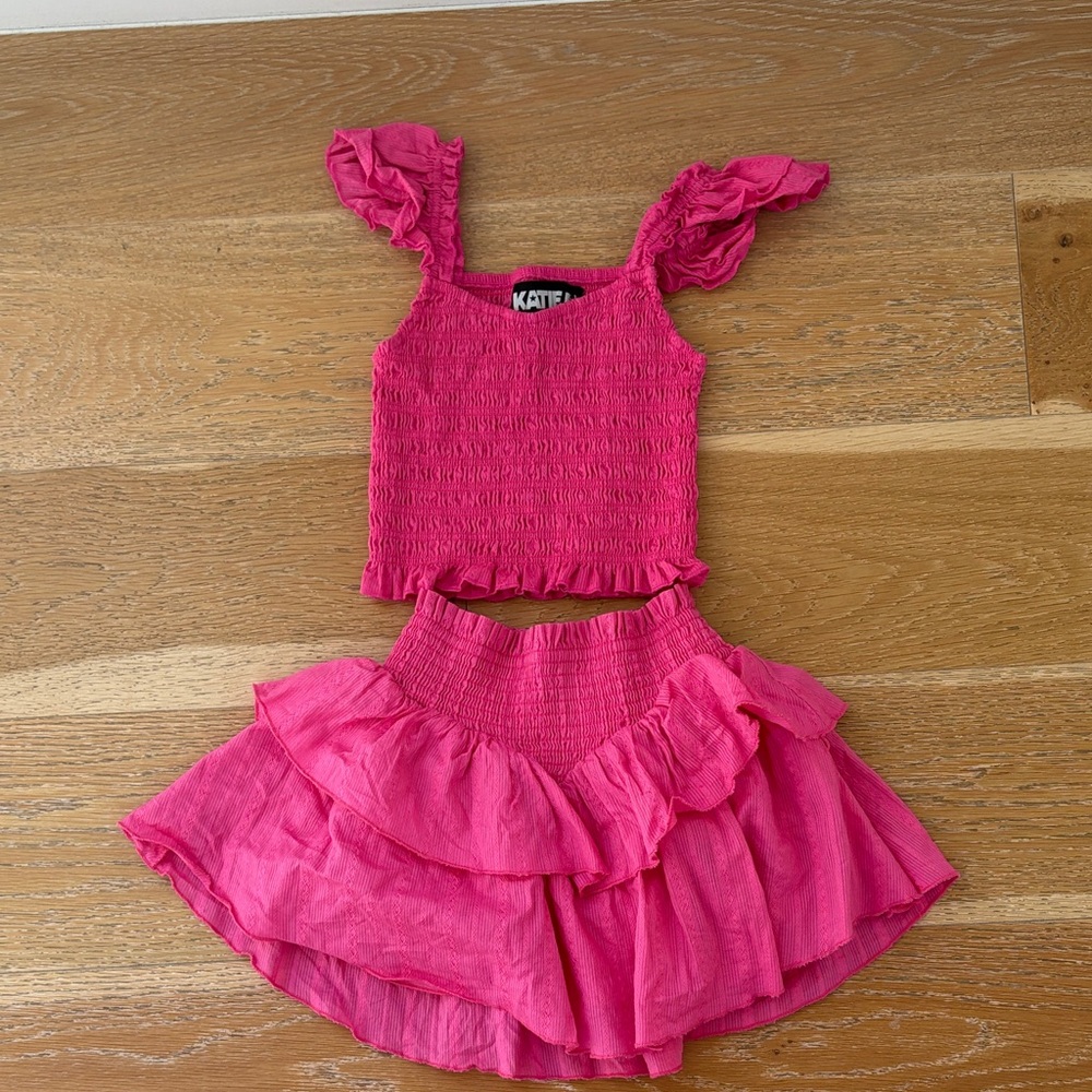 Katie J NYC Fuchsia Ruffle skirt set